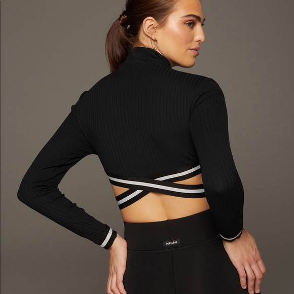 MICHI Cutout Crop Top APEX RIBBED LONG SLEEVE - Picture 7 of 15